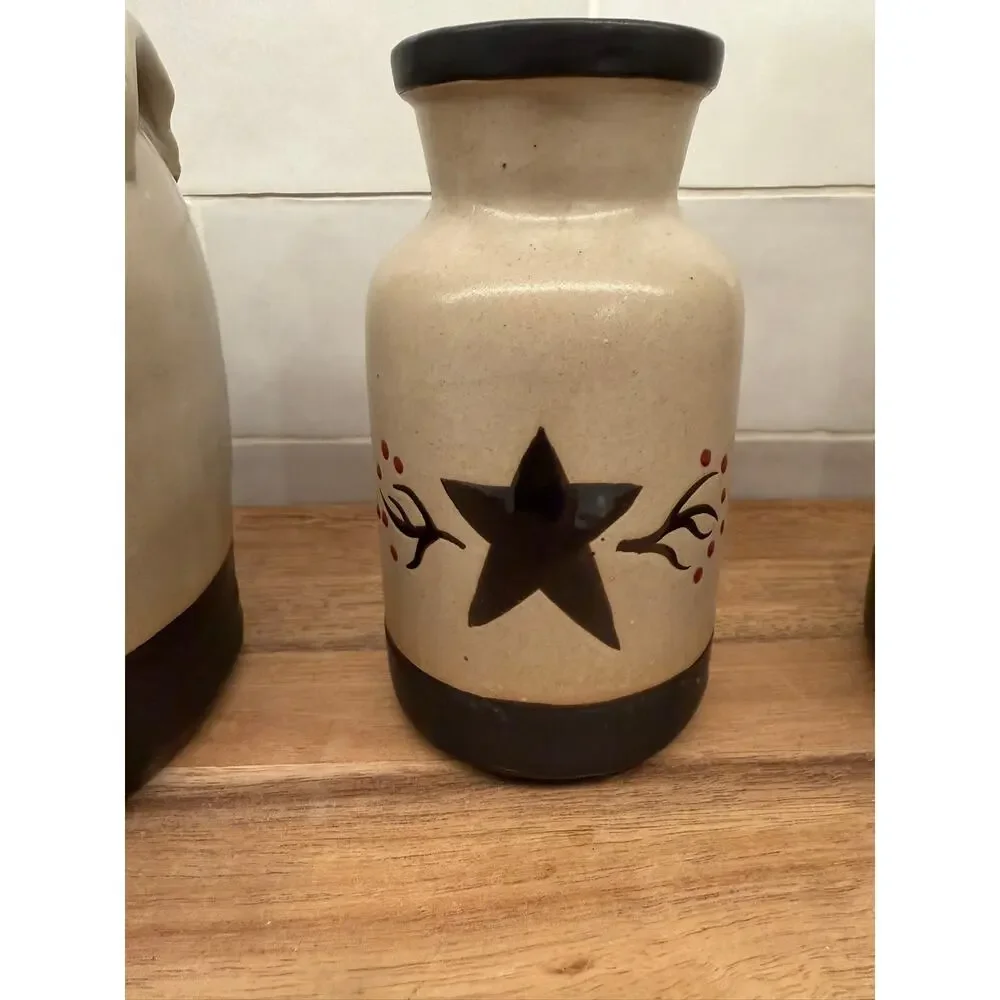 Primitive‎ Star Ceramic Stoneware Crock Country Farmhouse Kitchen
